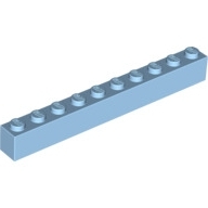 Lego kostka (kostička) 1x10, pastelově modrá (611111, 4161344, 4250615, 4585680)